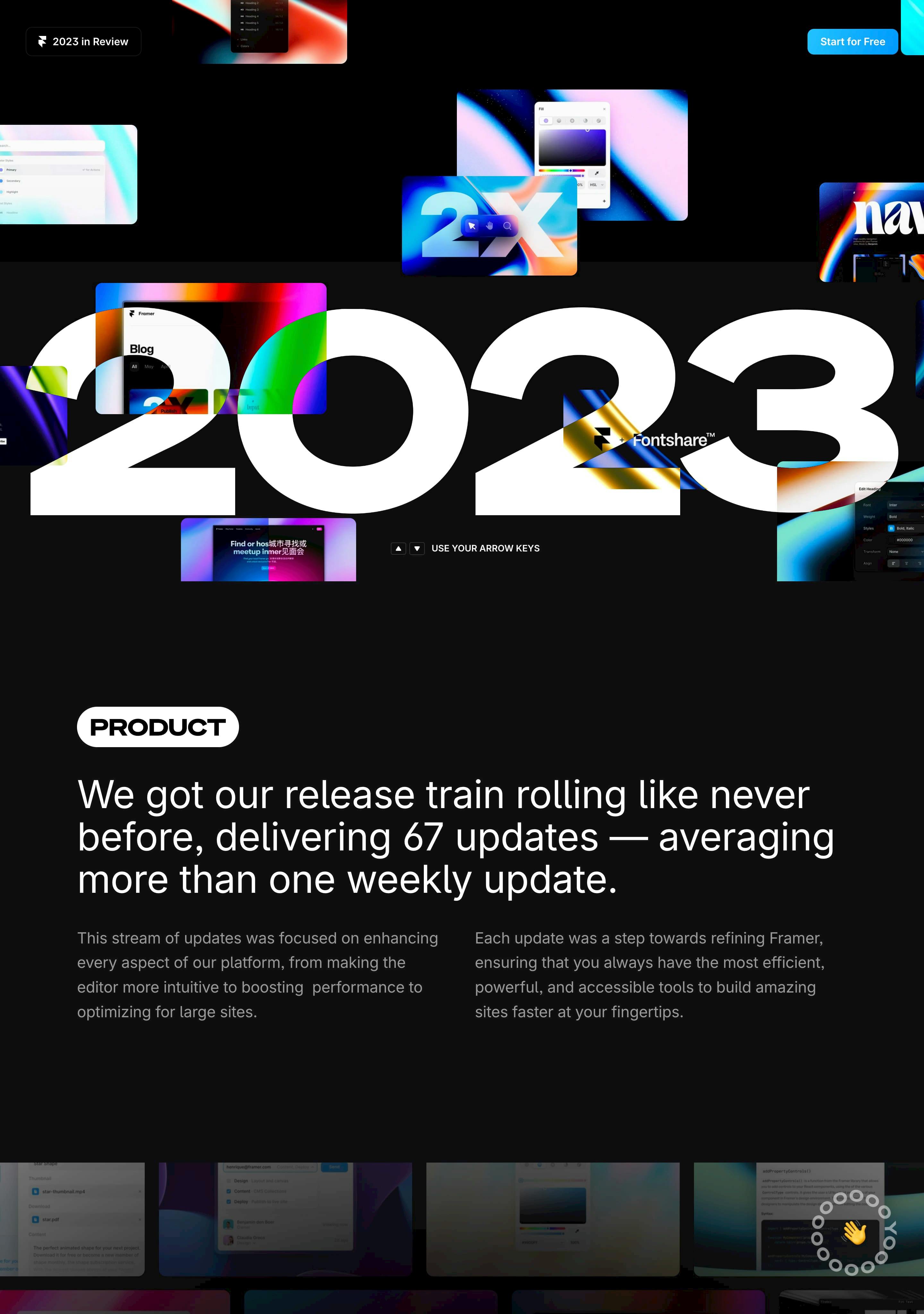 Framer: 2023 Year in Review Website Screenshot