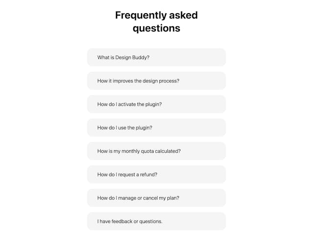 Design Buddy FAQ Accordion Preview