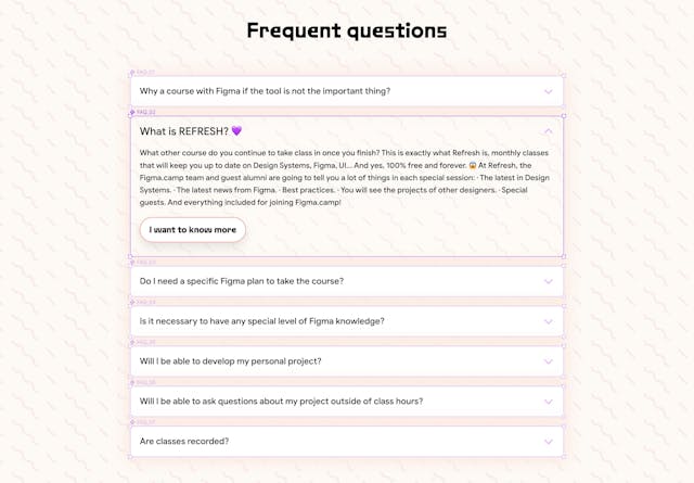 Figma Camp FAQ Accordion Preview