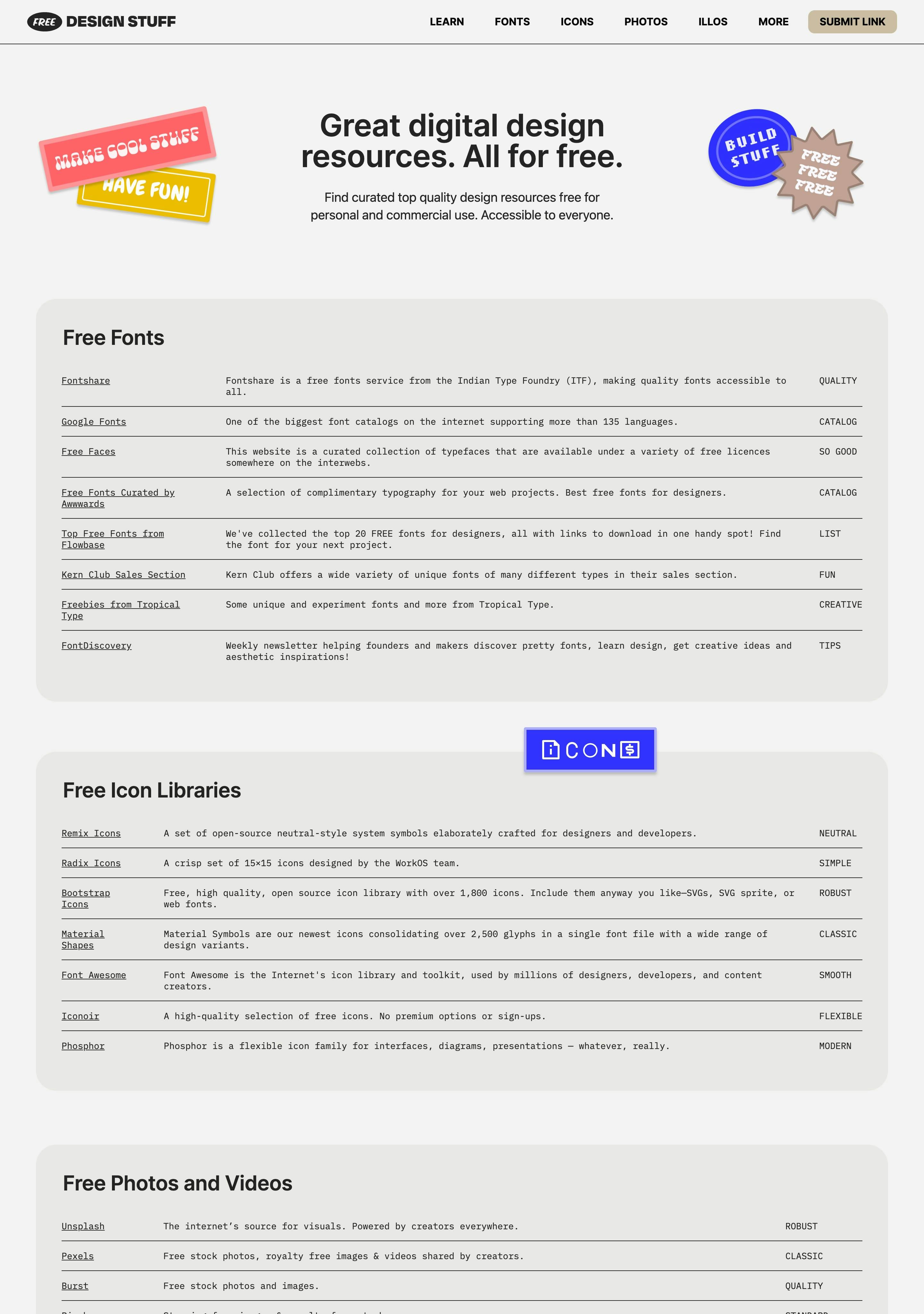 Free Design Stuff Website Screenshot