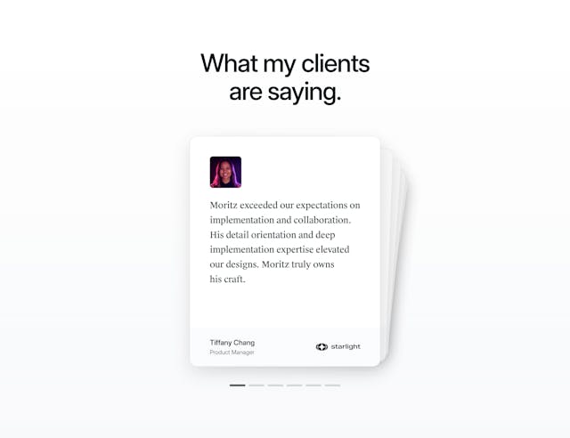 Moritz Petersen Testimonial Slider Preview