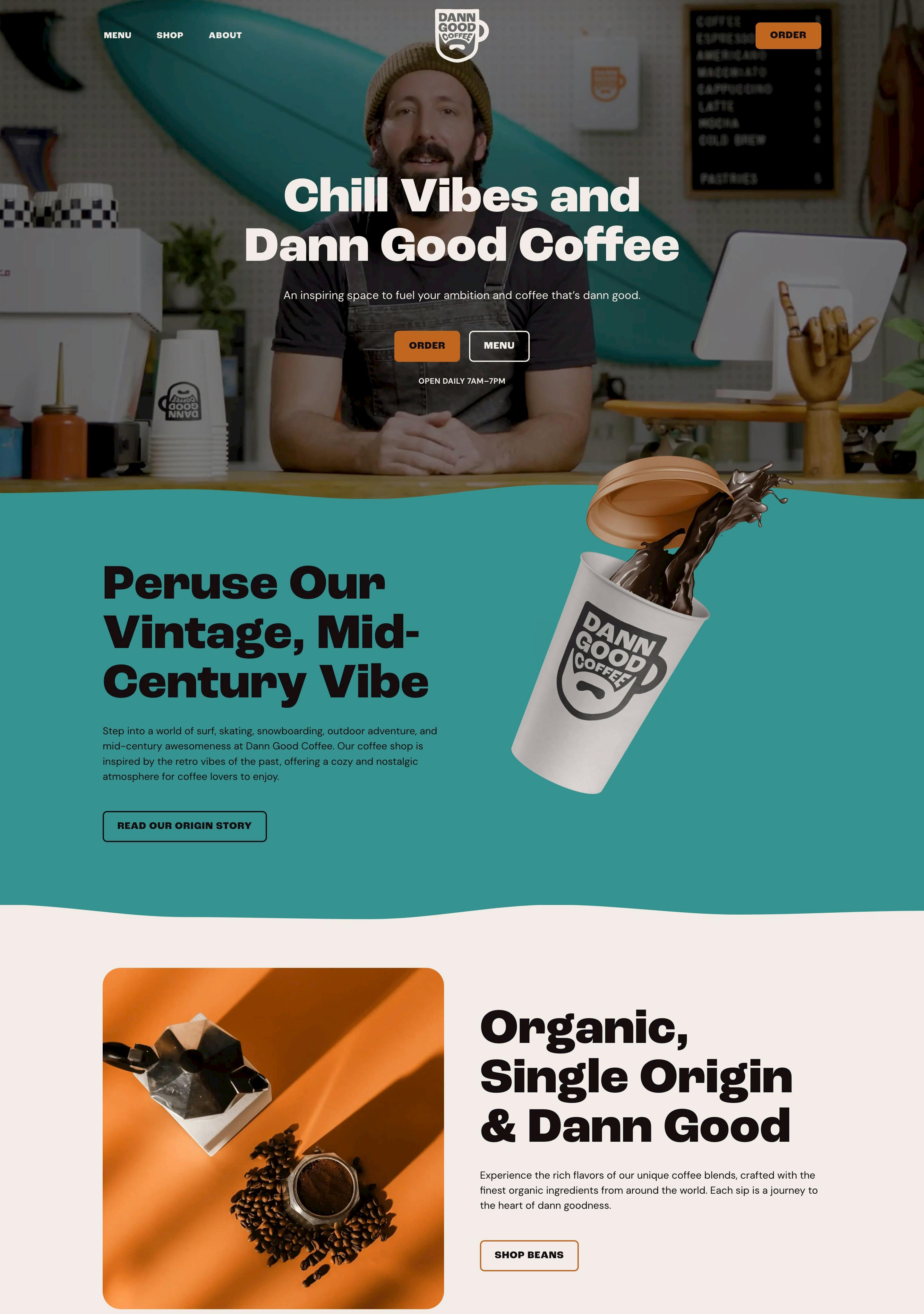 Dann Good Coffee Website Screenshot