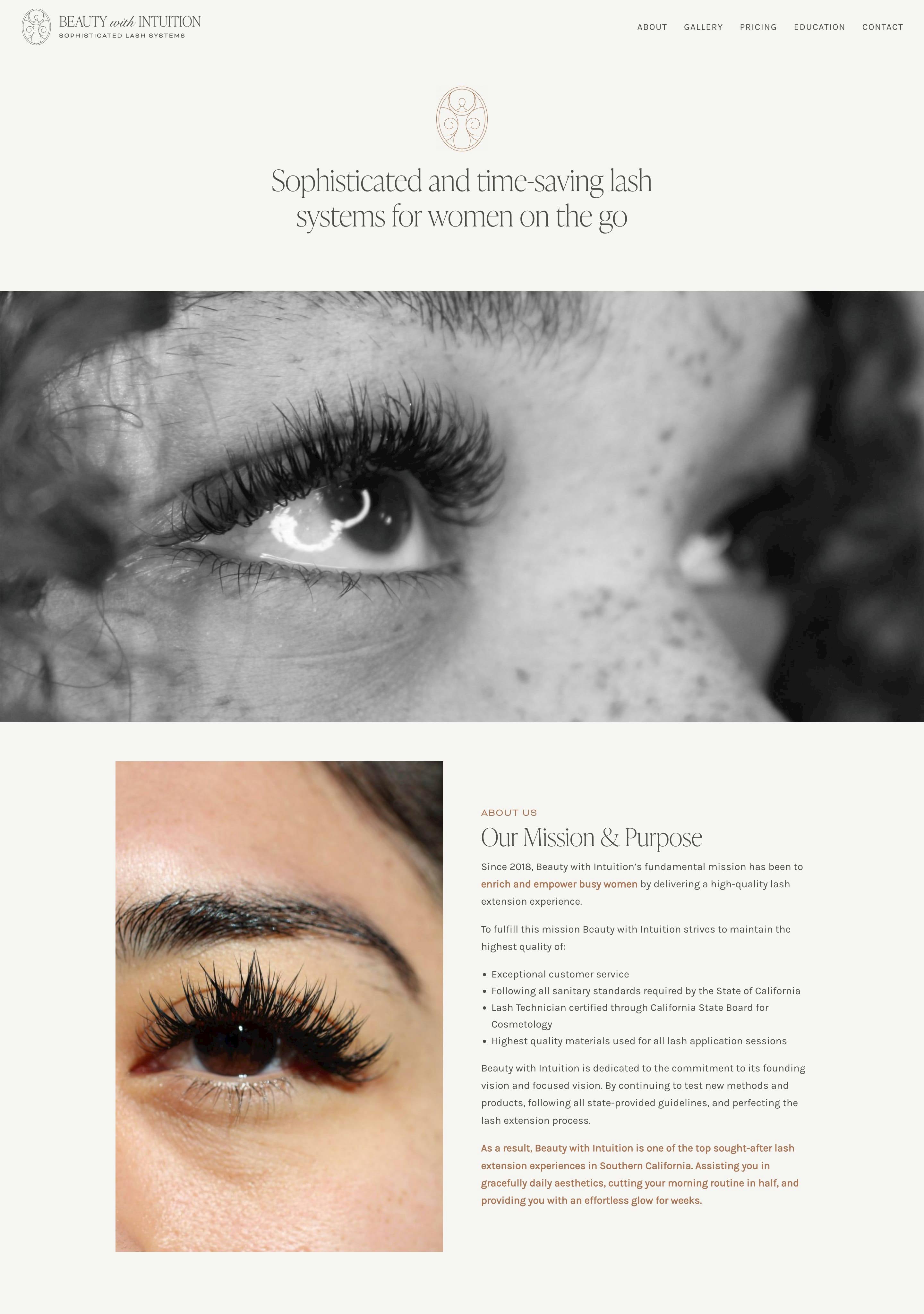 Beauty with Intuition Website Screenshot