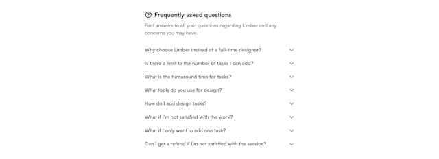 Limber FAQ Accordion Preview