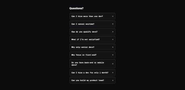 Dev Different FAQ Accordion Preview