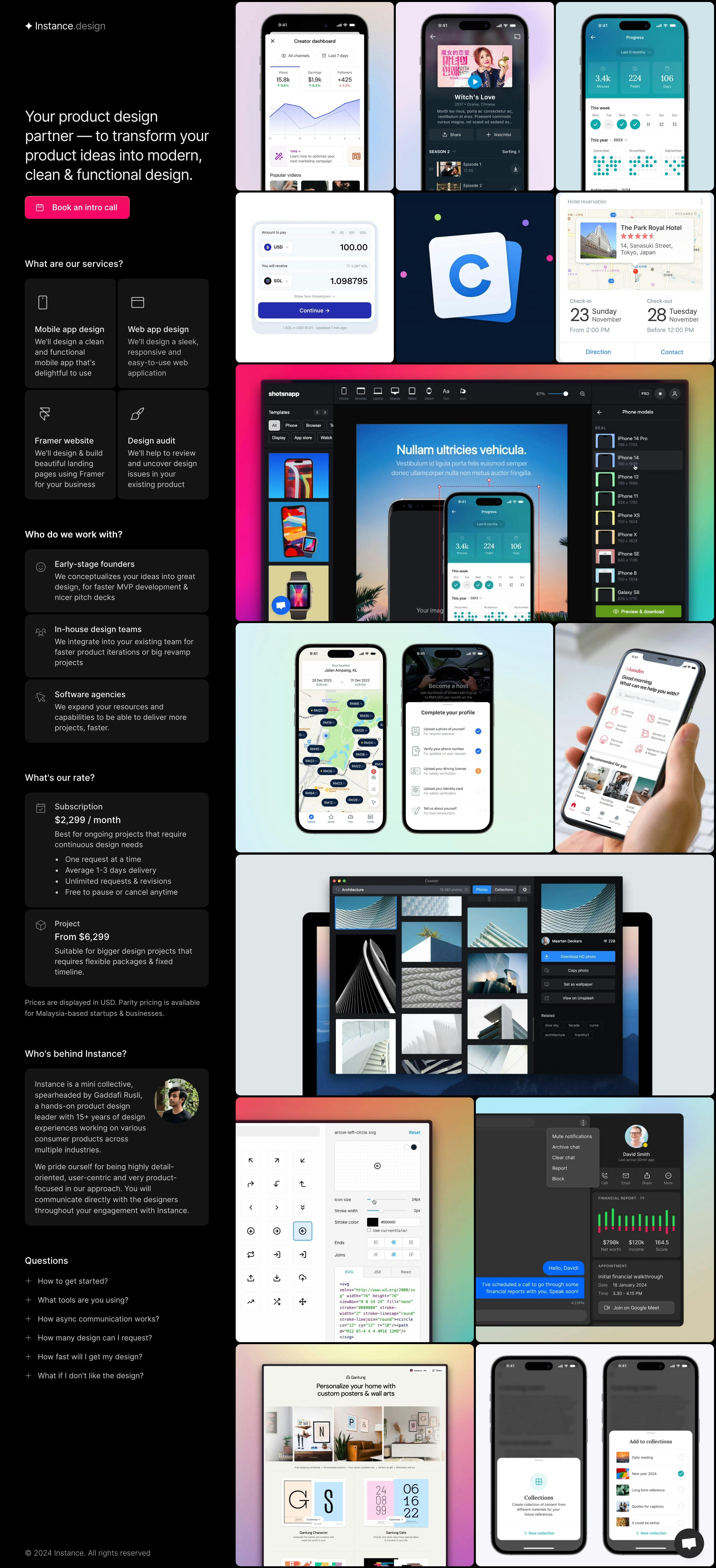 Instance Design Website Screenshot