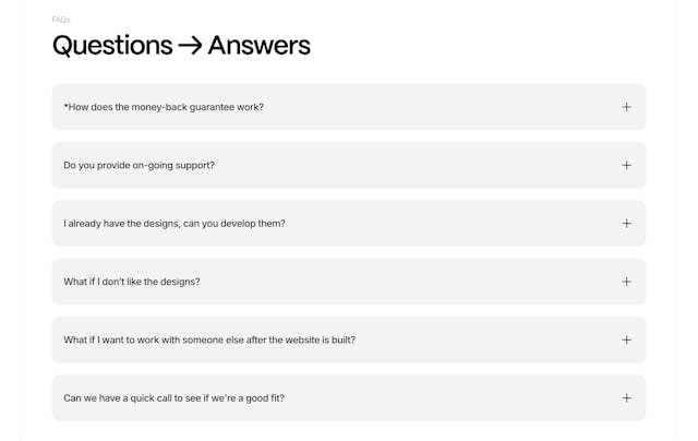Two Hands FAQ Accordion Preview