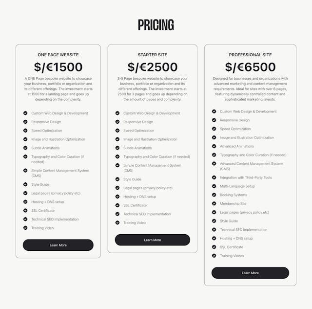 Built by Juniper Pricing Table Preview