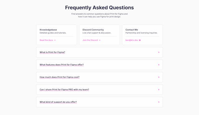 Print for Figma FAQ Accordion Preview