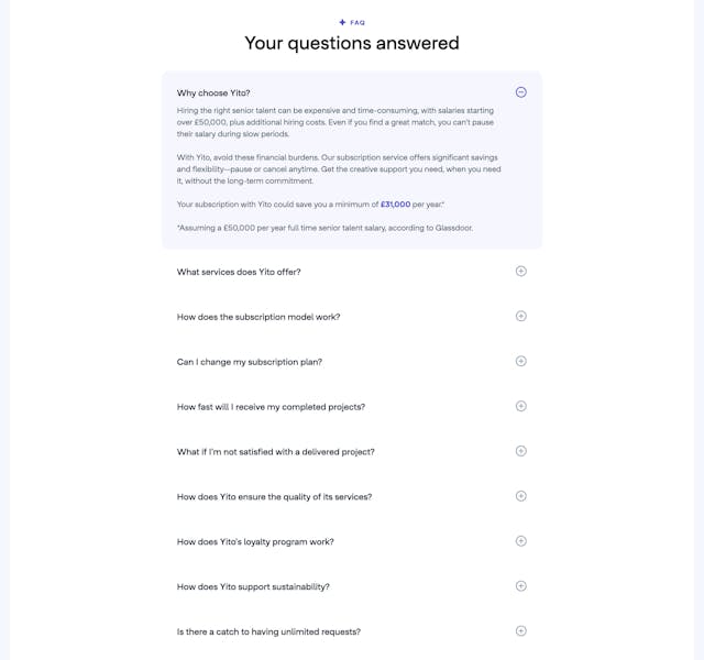 Yito FAQ Accordion Preview