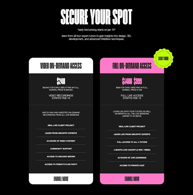 Flow Party On Demand Pricing Table Preview
