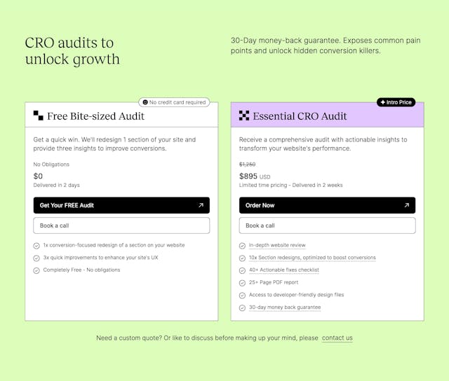 Peek Insights Pricing Table Preview
