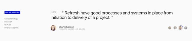 Refresh Studio Testimonial Slider Preview