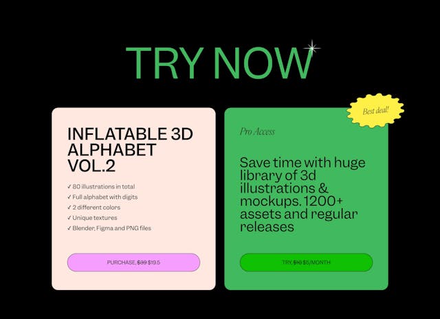 Inflatable 3D Letters Pricing Table Preview