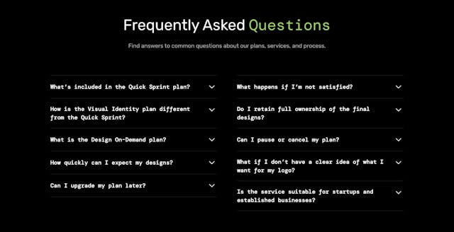 Logomark FAQ Accordion Preview