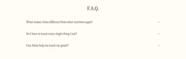 Alma FAQ Accordion Preview