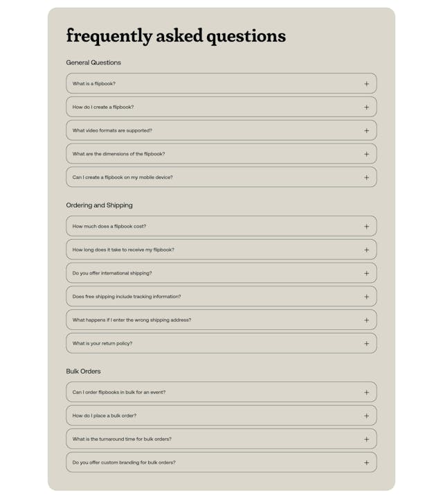 Videotoflip FAQ Accordion Preview