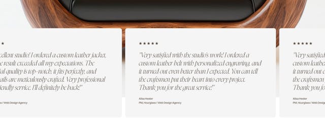 GlobalLeathers Testimonial Slider Preview