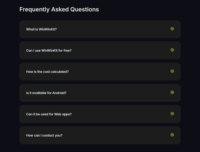 WinWinKit FAQ Accordion Preview
