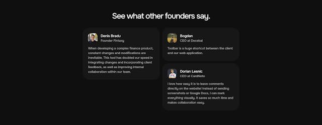 Toolbar Testimonials Preview
