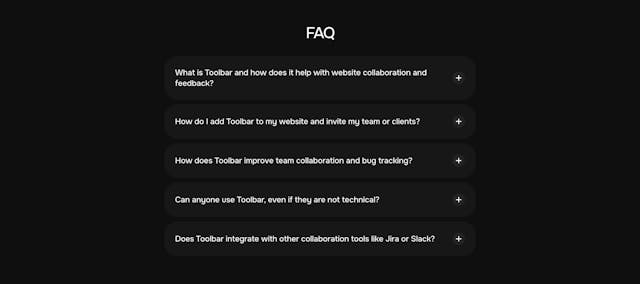 Toolbar FAQ Accordion Preview