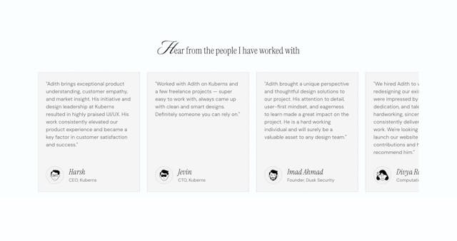 Adith Narein Testimonial Slider Preview