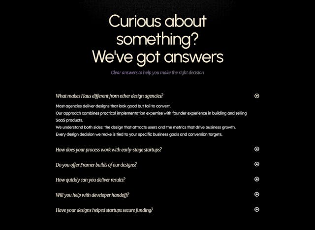 HAUS FAQ Accordion Preview