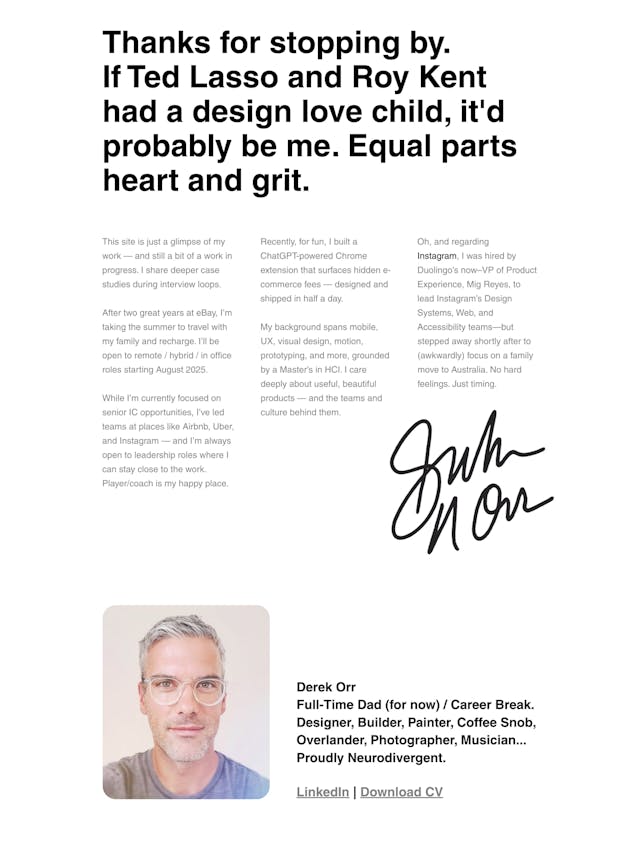 Derek Orr Biography Preview