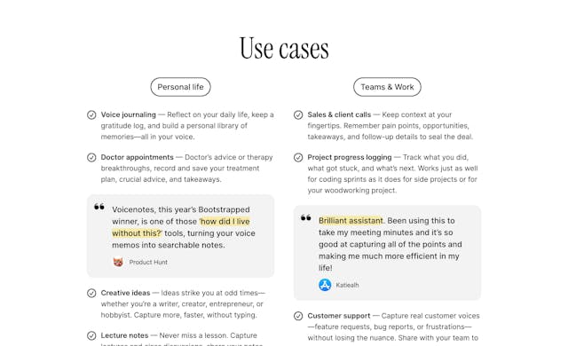 Voice Notes Testimonials Preview