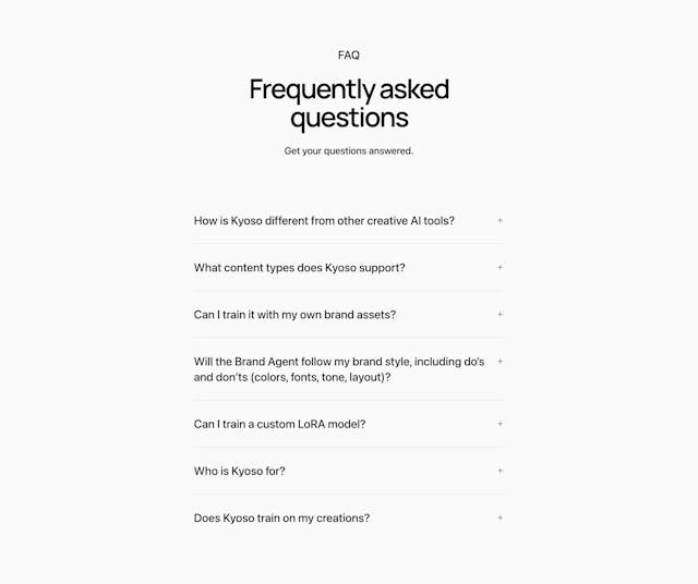 Kyoso FAQ Accordion Preview