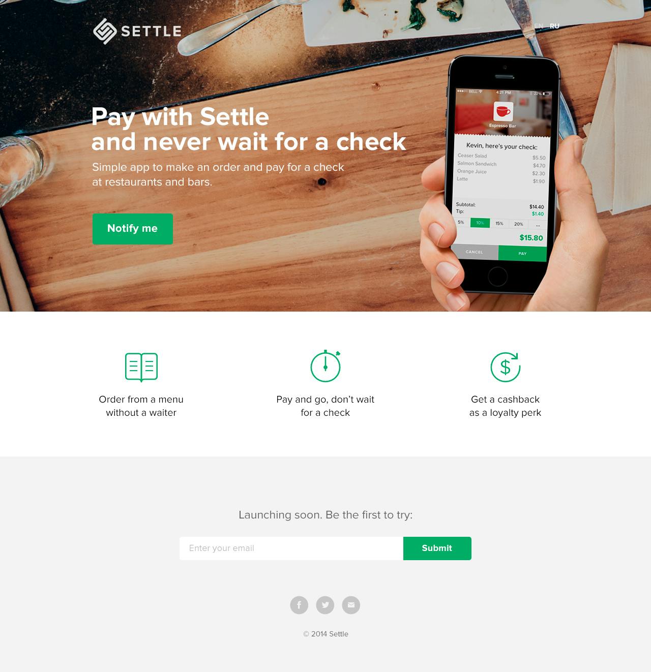 Settle Website Screenshot