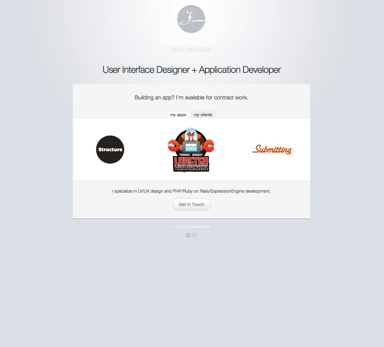 Jack McDade Website Screenshot