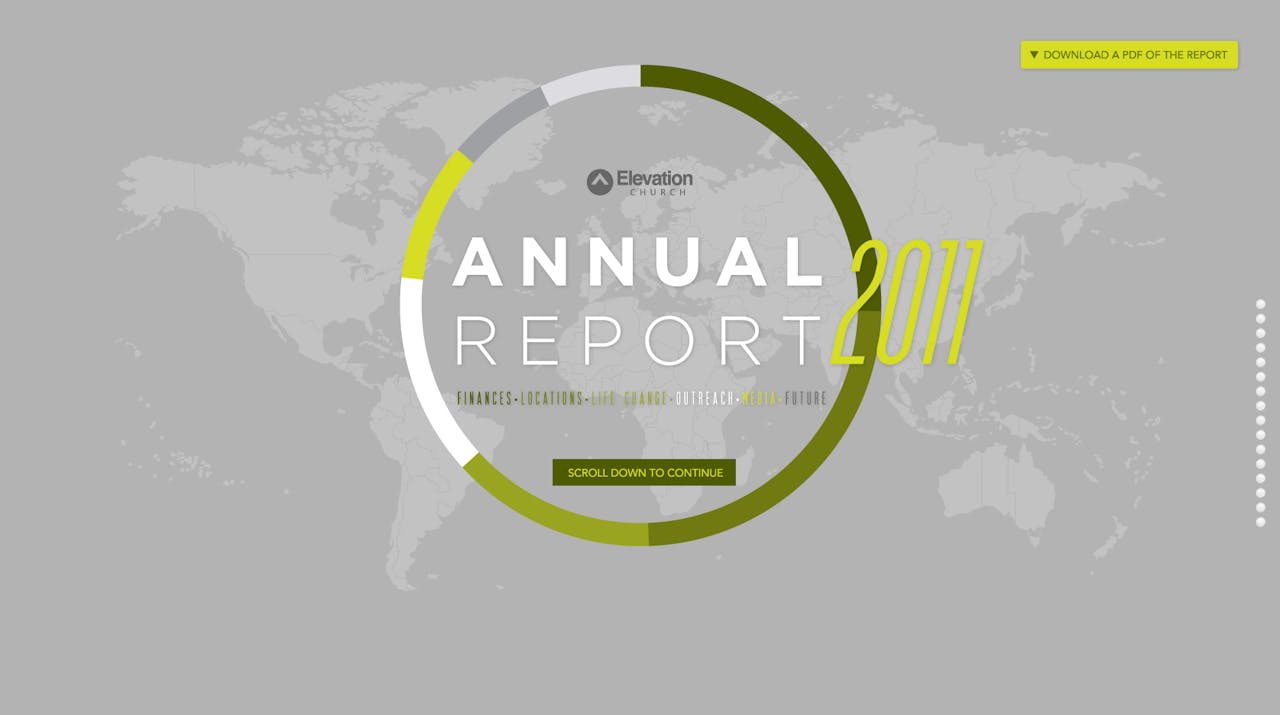 Elevation Church Annual Report Website Screenshot