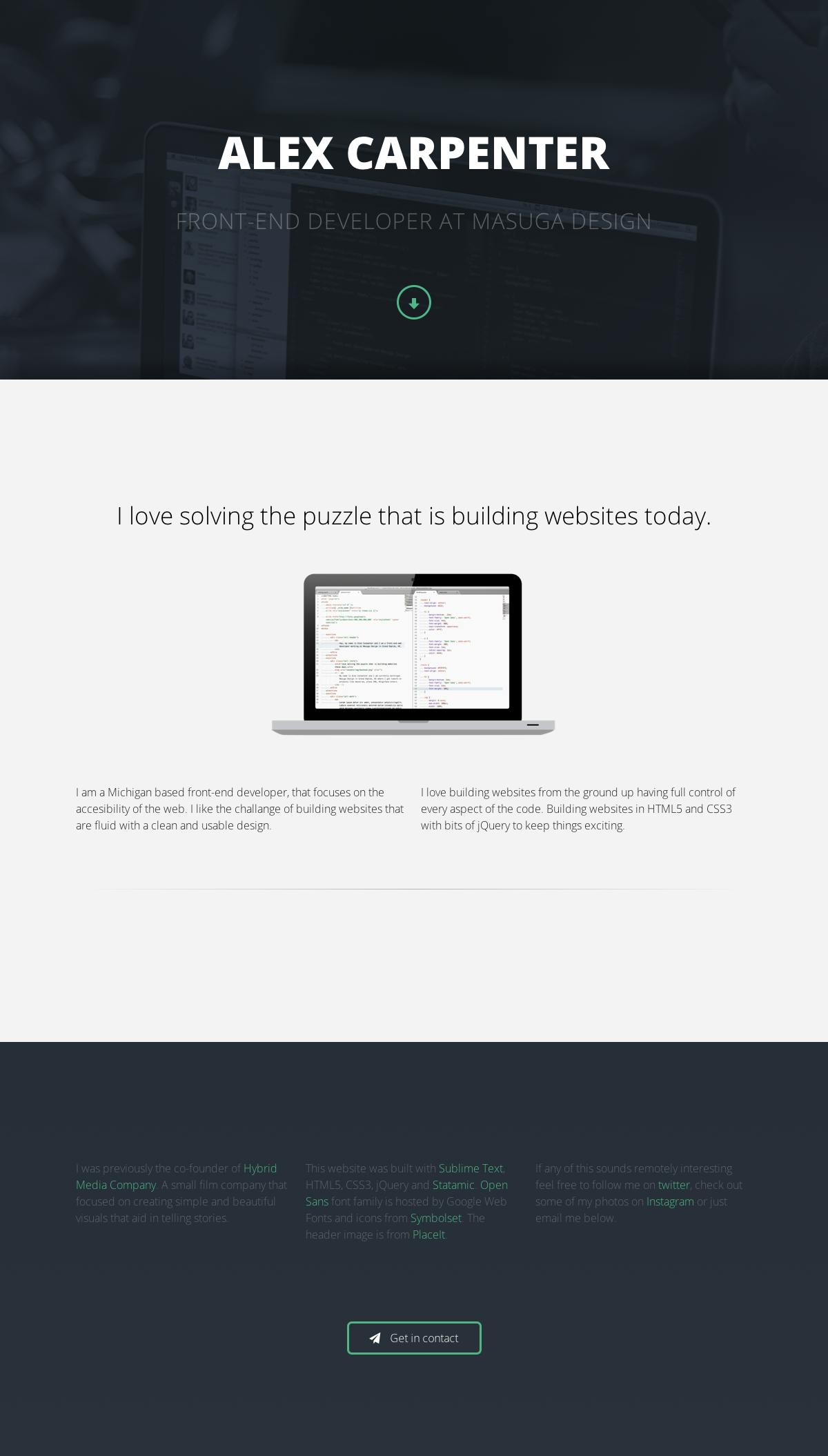 Alex Carpenter Website Screenshot