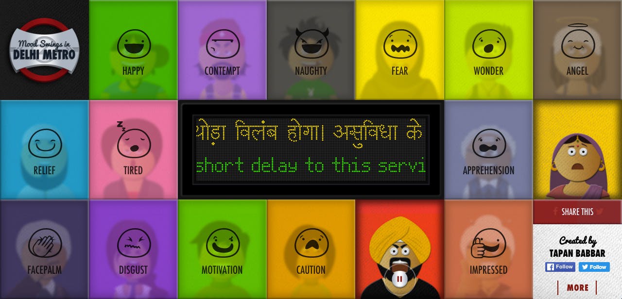 Mood Swings in Delhi Metro Website Screenshot