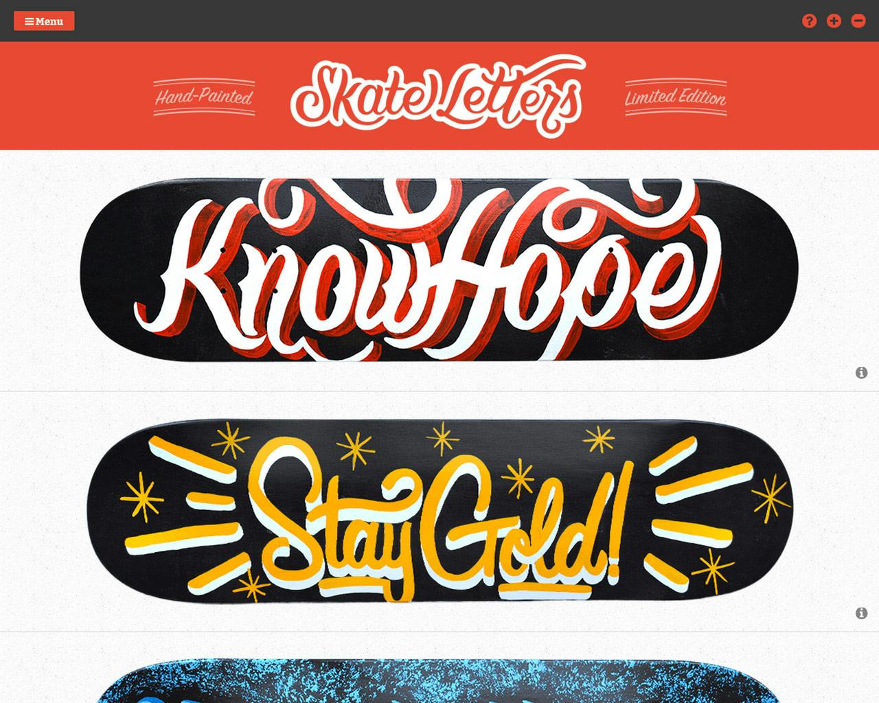 Skate Letters Website Screenshot