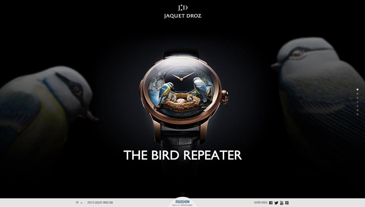Bird Repeater by Jaquet Droz Website Screenshot