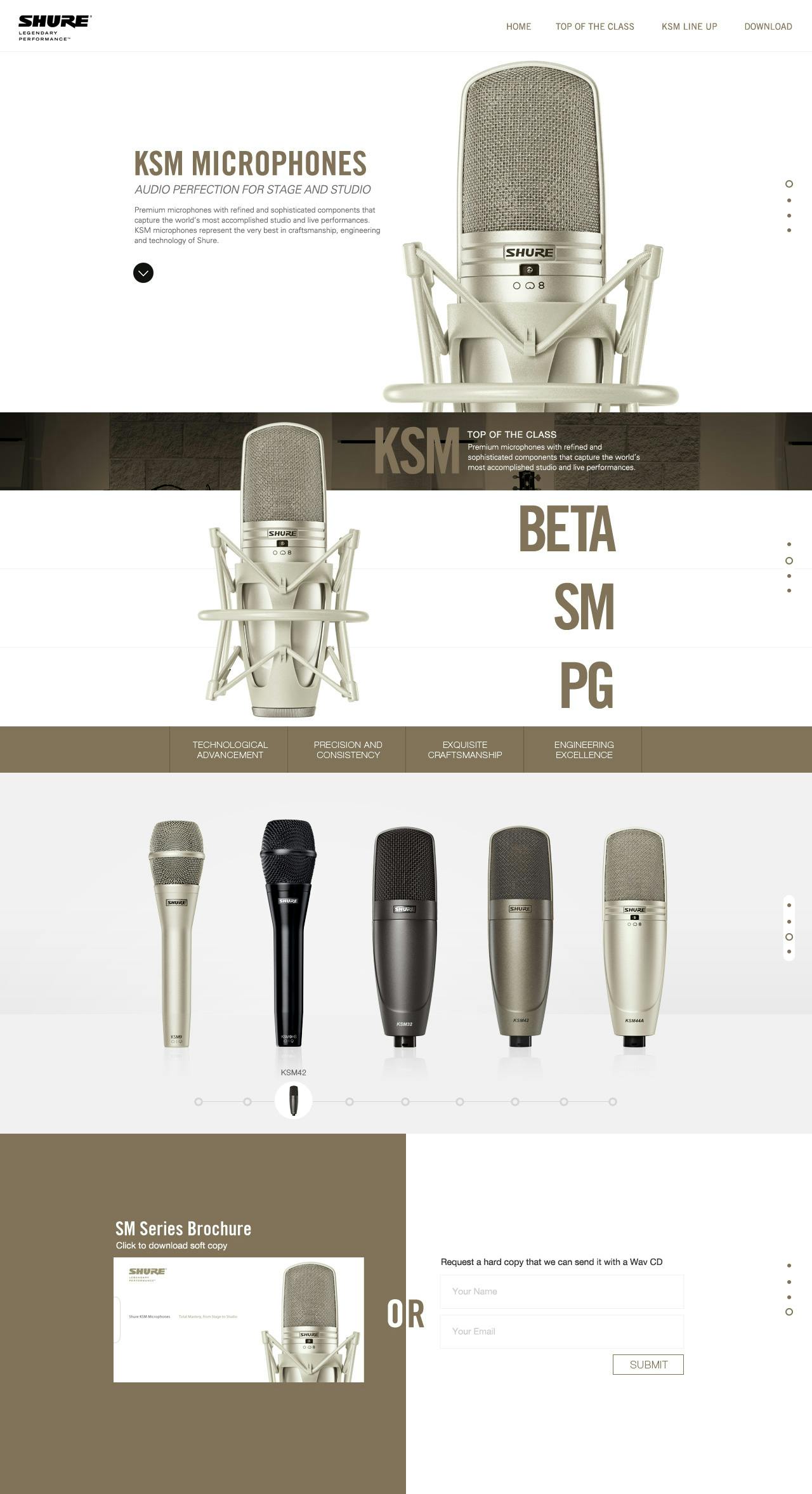 Shure KSM Microphones Website Screenshot
