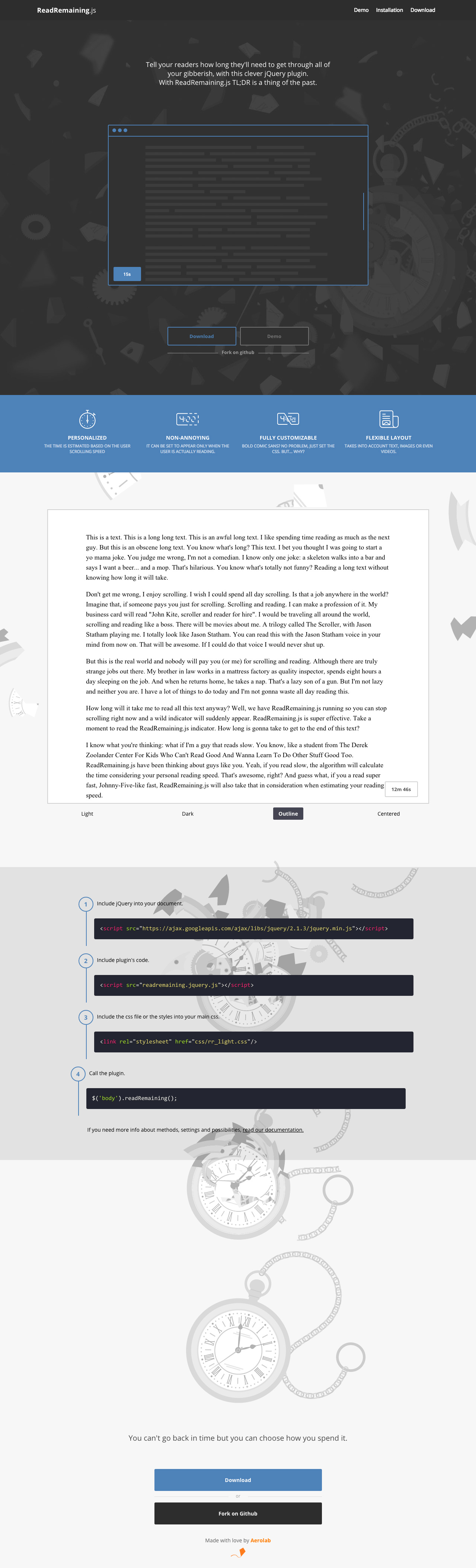 ReadRemaining.js Website Screenshot