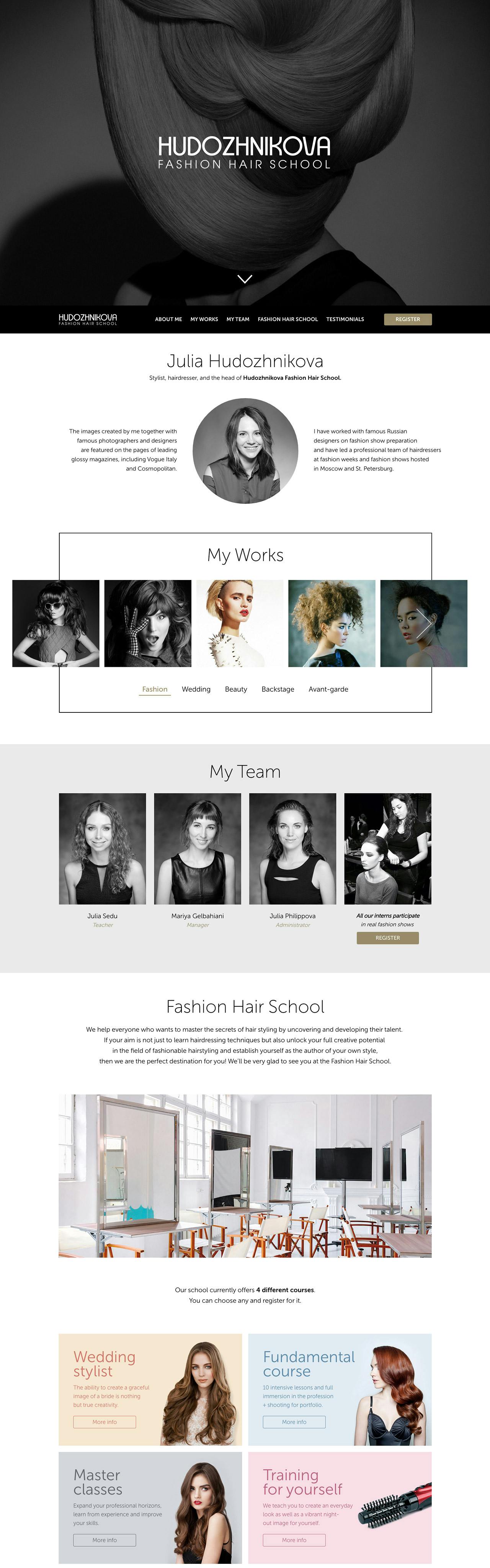 Hudozhnikova Fashion Hair School Website Screenshot