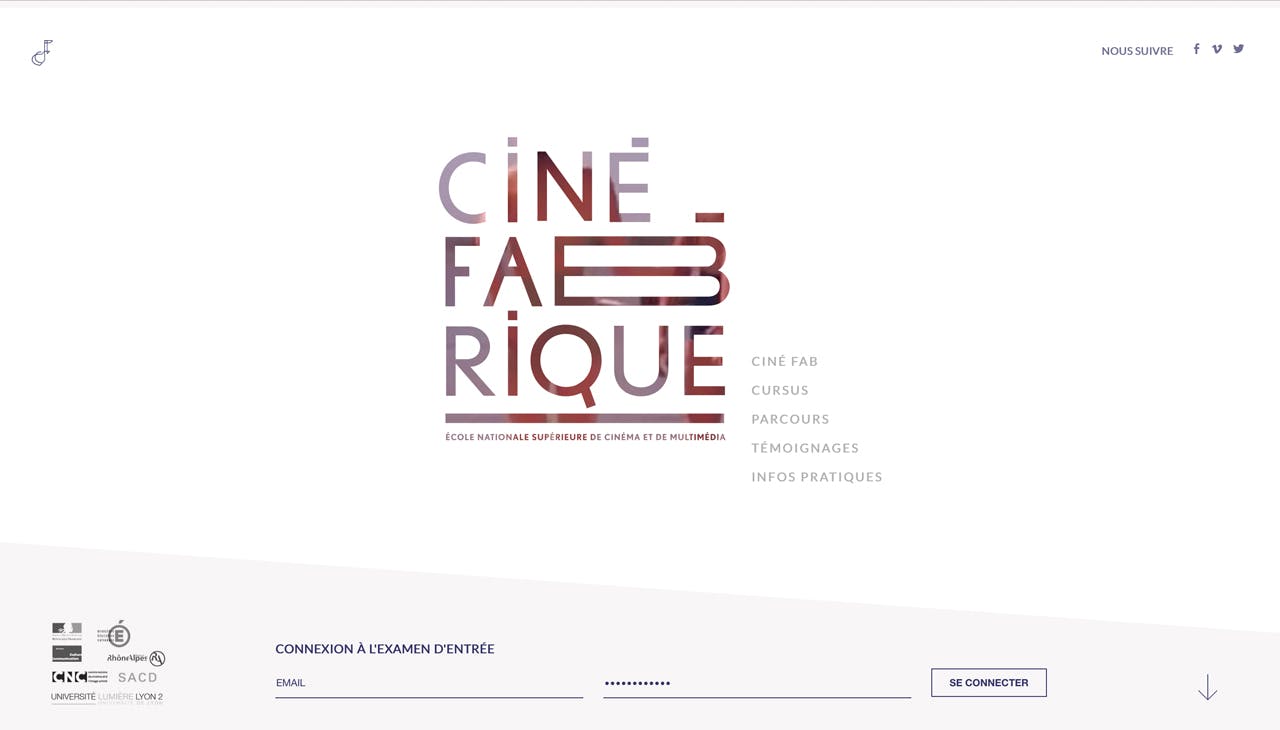 La Ciné Fabrique Website Screenshot