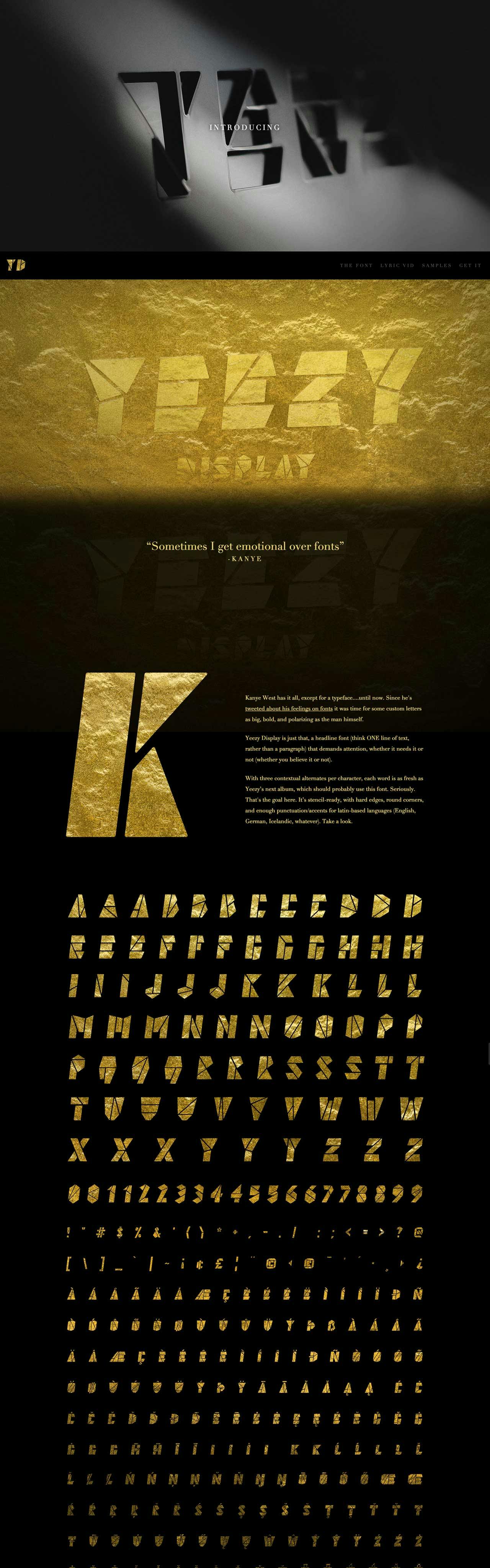 Yeezy Display – The (unofficial) Kanye Font Website Screenshot