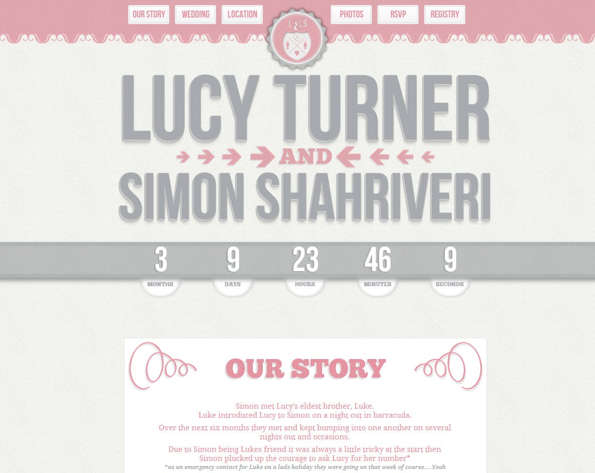 The Wedding of Lucy and Si Website Screenshot