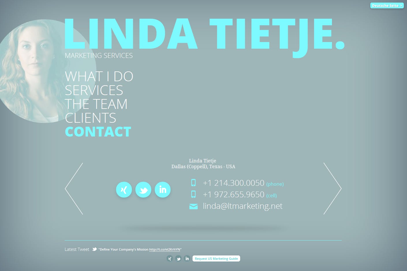 Linda Tietje. Marketing Services. Website Screenshot