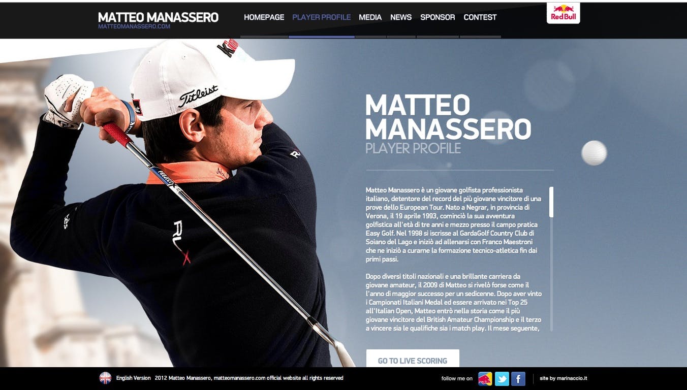 Matteo Manassero Official Website Website Screenshot