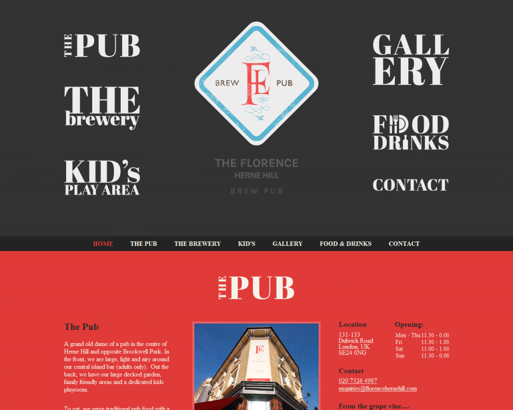 The Florence – Brewpub Herne Hill Website Screenshot
