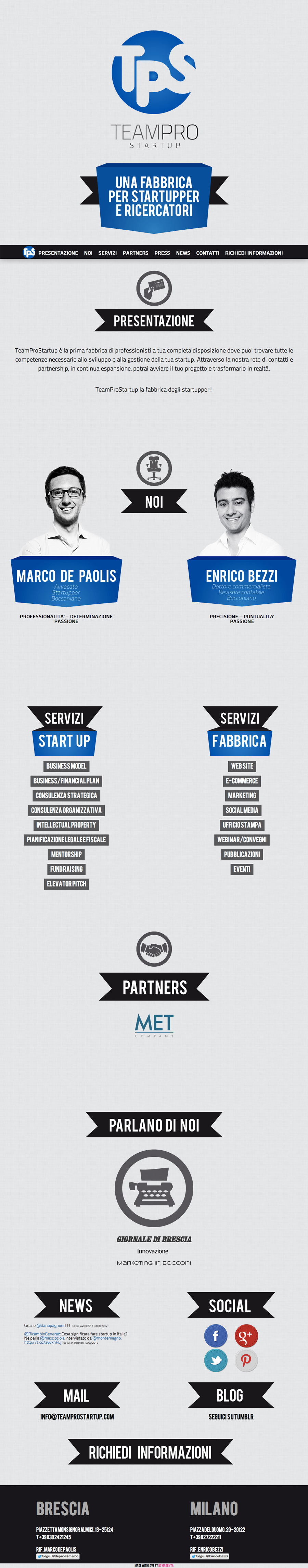 TeamPro Startup Website Screenshot