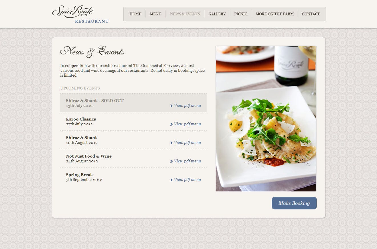 Spice Route Restaurant Website Screenshot
