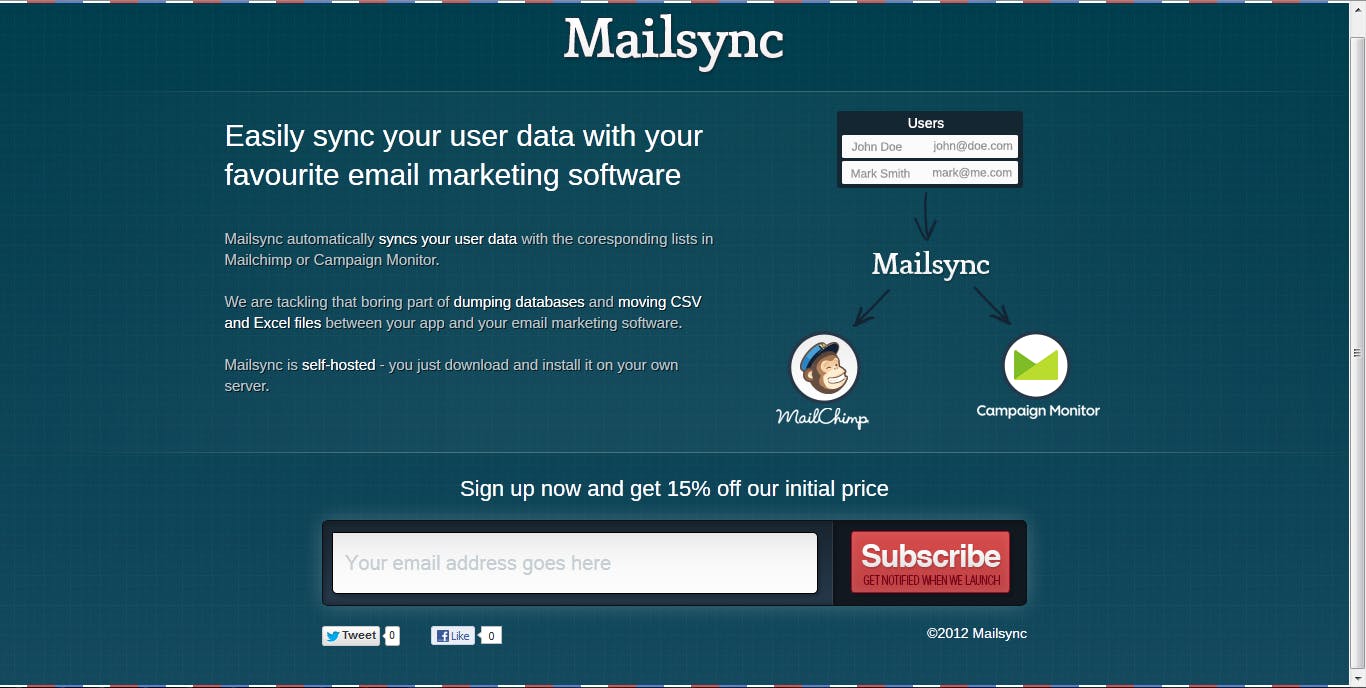Mailsync Website Screenshot