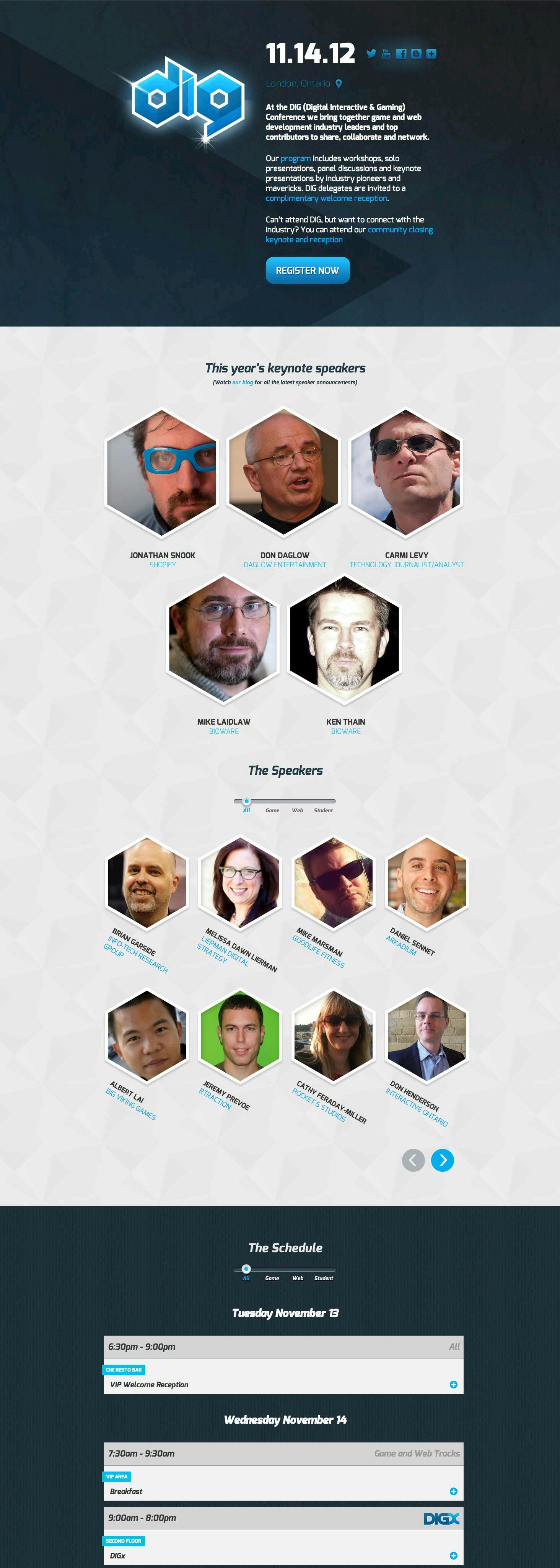 Digital Interactive & Gaming Conference Website Screenshot